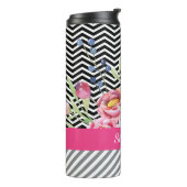 Bouteilles Isothermes Chevrons noirs et blancs floraux roses chics et (Tourné sur la gauche)