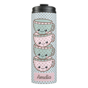 Bouteilles Isothermes Chibi Dotty Teacup Stack rose et bleu