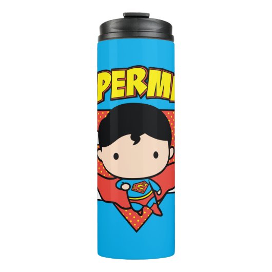 Bouteilles Isothermes Chibi Superman Polka Dot Shield et nom (Devant)