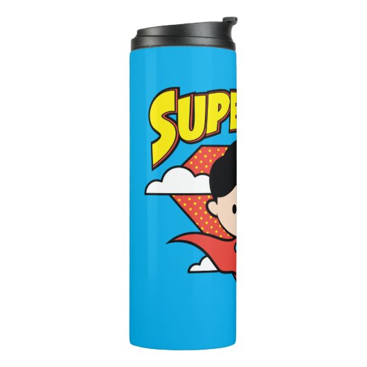 Bouteilles Isothermes Chibi Superman Polka Dot Shield et nom (Tourné sur la gauche)