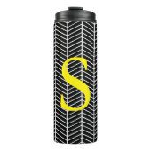 Bouteilles Isothermes Chic Black Herringbone Chevron Zig Zag Monogramme (Devant)