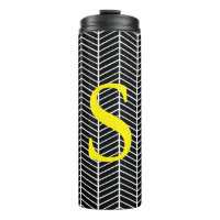 Chic Black Herringbone Chevron Zig Zag Monogramme