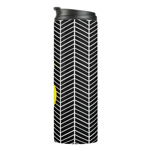 Bouteilles Isothermes Chic Black Herringbone Chevron Zig Zag Monogramme (Tourné sur la droite)