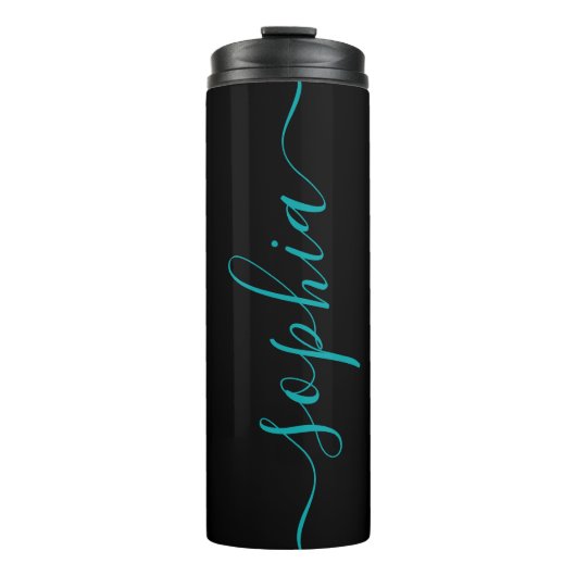 Bouteilles Isothermes Chic Black Teal Green Script Name Thermal Tumbler (Devant)