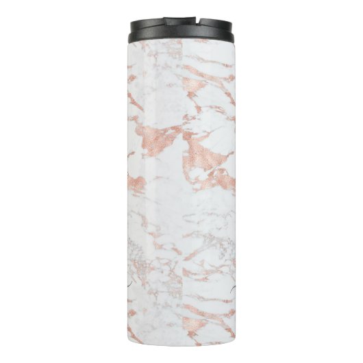 Bouteilles Isothermes Chic Elegant Marbre et Rose or Foil Monogramme (Dos)