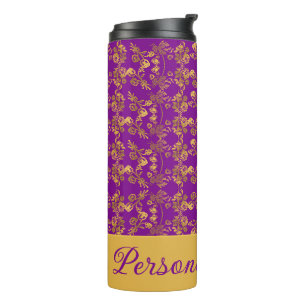 Bouteilles Isothermes Chic Golden Flowers violet motif personnalisé