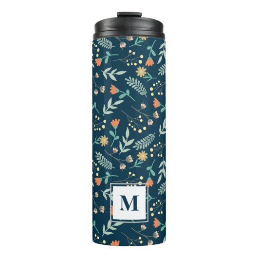 Bouteilles Isothermes Chic moderne Monogramme Turquoise Floral Cadeau (Devant)