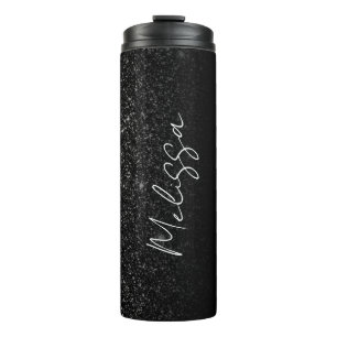 Bouteilles Isothermes Chic Ombre Parties scintillant noire Signature Nom