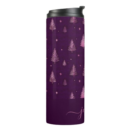 Bouteilles Isothermes Chic pink glitter purple christmas trees name (Tourné sur la gauche)
