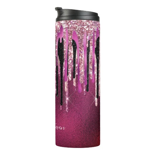 Bouteilles Isothermes Chic rose chaud noir gouttes parties scintillant m (Tourné sur la droite)