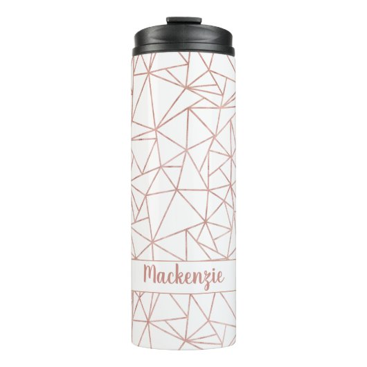 Bouteilles Isothermes Chic Rose Gold Foil Nom géométrique ou Monogramme (Devant)