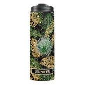 Bouteilles Isothermes Chic Tropical Green Palm Feuille Gold Parties scin (Devant)