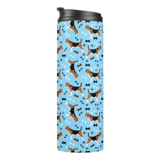 Bouteilles Isothermes Chien beagle Motif Blue Pawprints (Tourné sur la droite)