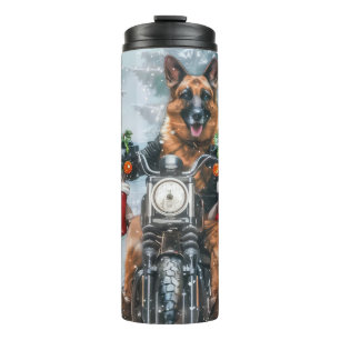 Bouteilles Isothermes Chien berger allemand à moto pour Noël