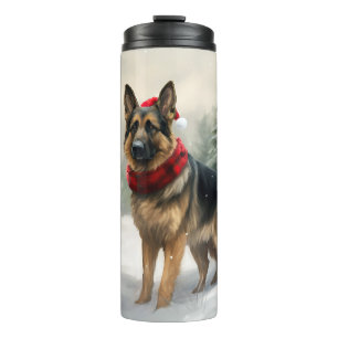 Bouteilles Isothermes Chien berger allemand dans la neige de Noël