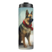 Bouteilles Isothermes Chien berger allemand en Noël de neige (Devant)