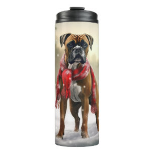 Bouteilles Isothermes Chien Boxer dans la neige Noël