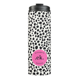 Bouteilles Isothermes Chien Dalmatien Motif Abstrait Monogramme Rose Cha