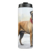Bouteilles Isothermes Chien de Bullmastiff à Noël de neige (Devant)