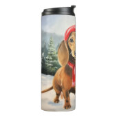 Bouteilles Isothermes Chien de Dachshund à Noël de neige (Tourné sur la gauche)