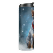 Bouteilles Isothermes Chien de Heeler Bleu à Noël de neige (Tourné sur la gauche)
