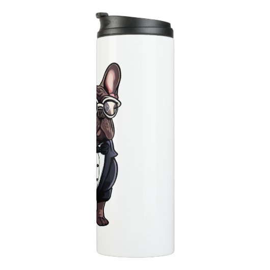 Bouteilles Isothermes Chien de taureau français à Tuxedo portant des lun (Tourné sur la droite)