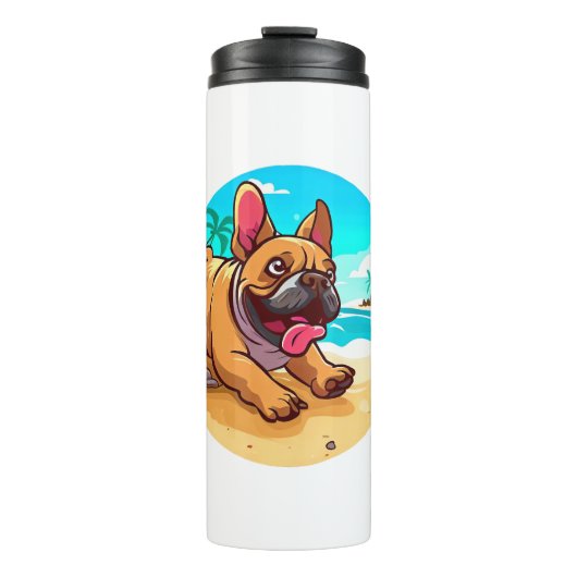 Bouteilles Isothermes Chien de taureau français sur une plage (Devant)