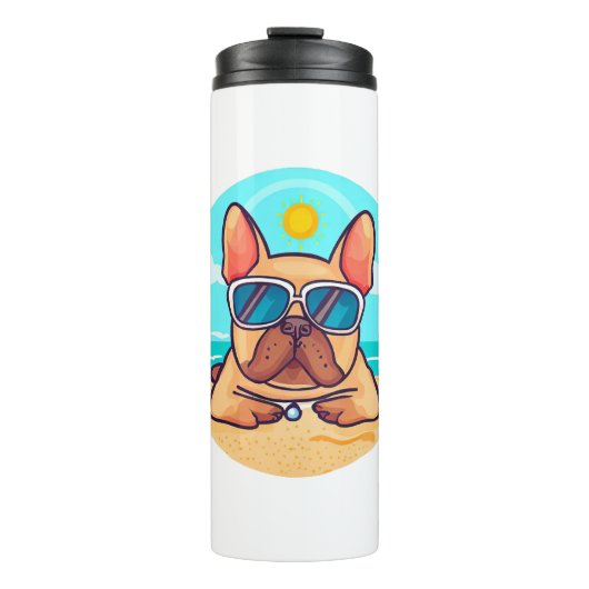 Bouteilles Isothermes Chien de taureaux français en vacances (Devant)