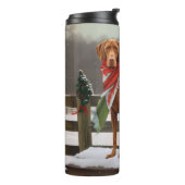 Bouteilles Isothermes Chien de Vizsla à Noël de neige (Tourné sur la gauche)