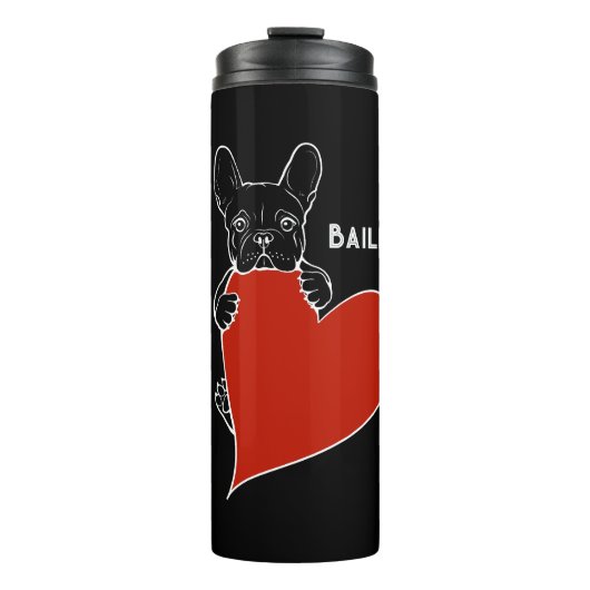 Bouteilles Isothermes Chien français mignon personnalisé avec un coeur r (Devant)