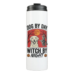 Bouteilles Isothermes Chien le jour sorcière la nuit Halloween vintage c