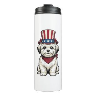 Bouteilles Isothermes Chien Patriotique Gravure Vintage Design Vectoriel