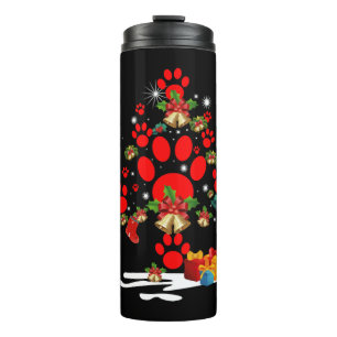 Bouteilles Isothermes Chien Paw Christmas Tree Drôle Joyeux Noël