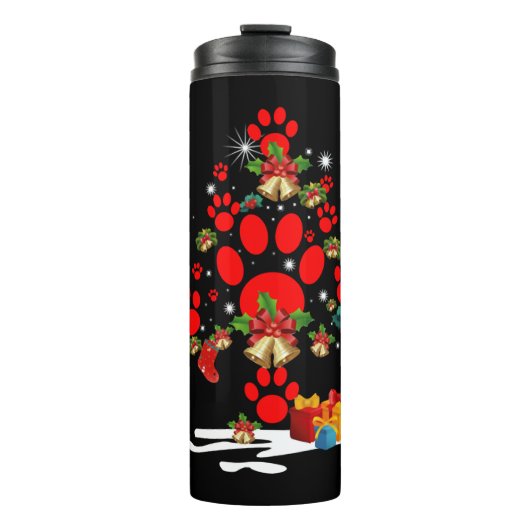 Bouteilles Isothermes Chien Paw Christmas Tree Drôle Joyeux Noël (Devant)