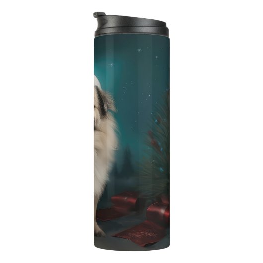 Bouteilles Isothermes Chien pekingese pendant Noël de neige (Tourné sur la droite)