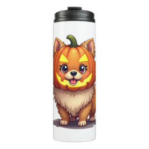 Bouteilles Isothermes Chien Pomeranian Masque de Citrouille