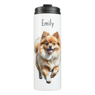 Bouteilles Isothermes Chien Pomeranian Mignon Aquarelle Personnalisée