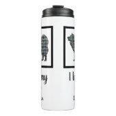 Bouteilles Isothermes Chien Samoyé Jaune & Grille Bleue Silhouette (Devant)