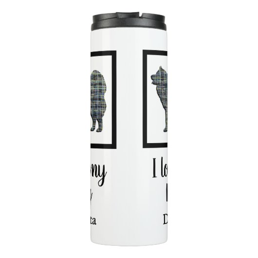 Bouteilles Isothermes Chien Samoyé Jaune & Grille Bleue Silhouette (Dos)