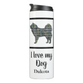 Bouteilles Isothermes Chien Samoyé Jaune & Grille Bleue Silhouette (Tourné sur la droite)