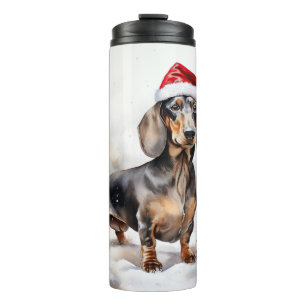 Bouteilles Isothermes Chien teckel dans la neige Noël
