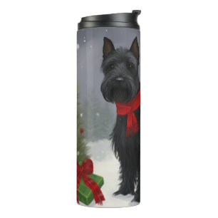 Bouteilles Isothermes Chien Terrier Écossais dans la neige de Noël