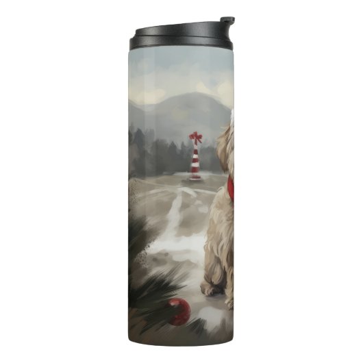 Bouteilles Isothermes Chien Yorkipod en Noël de neige (Tourné sur la gauche)