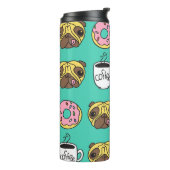 Bouteilles Isothermes Chiens amusants, beignets, motif de café. (Tourné sur la gauche)