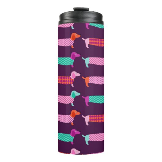 Bouteilles Isothermes Chiens de Dachshund : Motif mignon sans couture. (Devant)