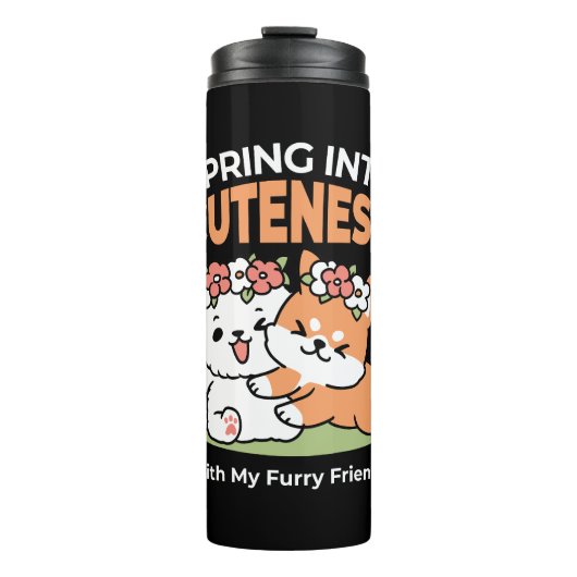 Bouteilles Isothermes Chiens de jeu avec Flower Crowns - Fun Spring Them (Devant)