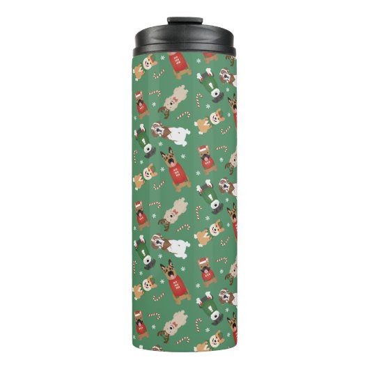 Bouteilles Isothermes Chiens de Noël Motif Rouge Vert (Devant)