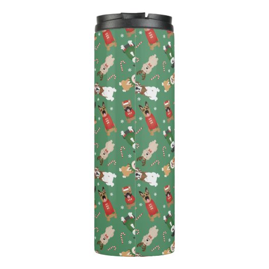 Bouteilles Isothermes Chiens de Noël Motif Rouge Vert (Dos)