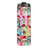 Chiens et chats avec barbe de Père Noël