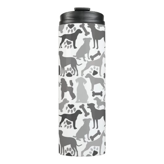Bouteilles Isothermes Chiens et pattes motif 03.b Blancs BG (Devant)